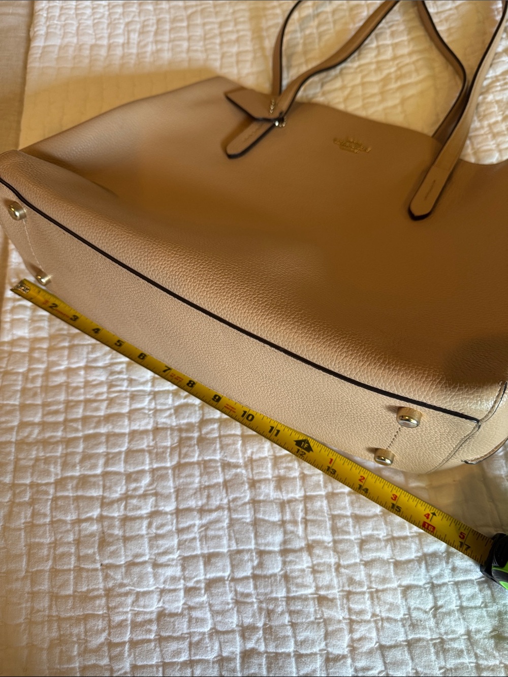 Coach Pebbled Leather Tote in Tan - Picture 11 of 12